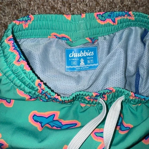 Chubbies Teal Shark Swim Trunks - Picture 3 of 5